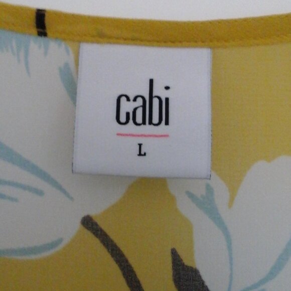 CABI LARGE SIMONE DAZZLE 3782 CAMI LINED FLORAL PEPLUM BLOUSE YELLOW - Picture 2 of 3
